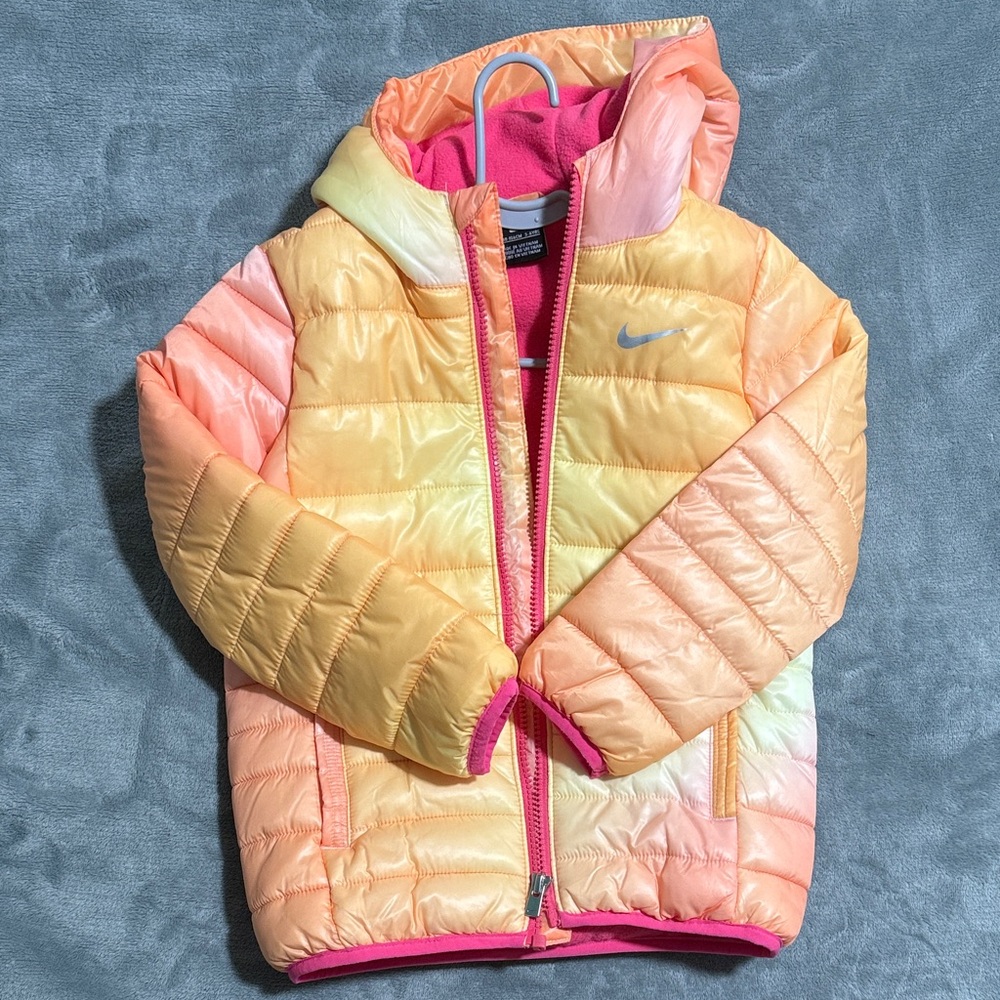 Nike Kids' Orange and Pink Puffer Jacket